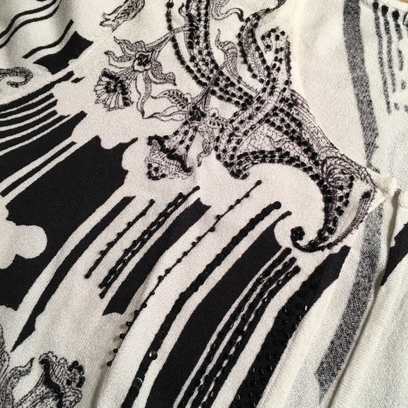 ALBERTO MAKALI Pre-owned SPRING SUMMER Beaded Cardigan, BLACK/WHITE, Size L - Picture 8 of 9